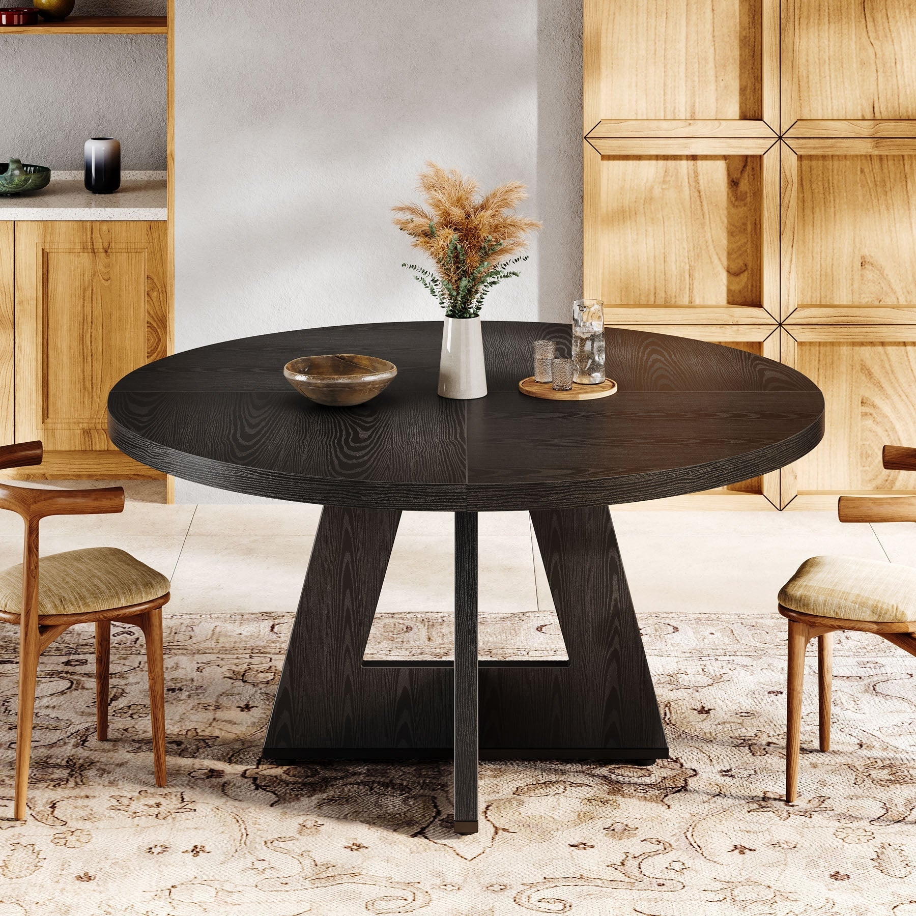 Black Dining Table featuring Architectural A Frame Legs