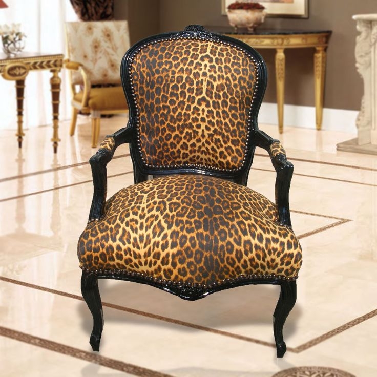 Black Lacquer Accent Chair for Leopard Print Baroque Chair