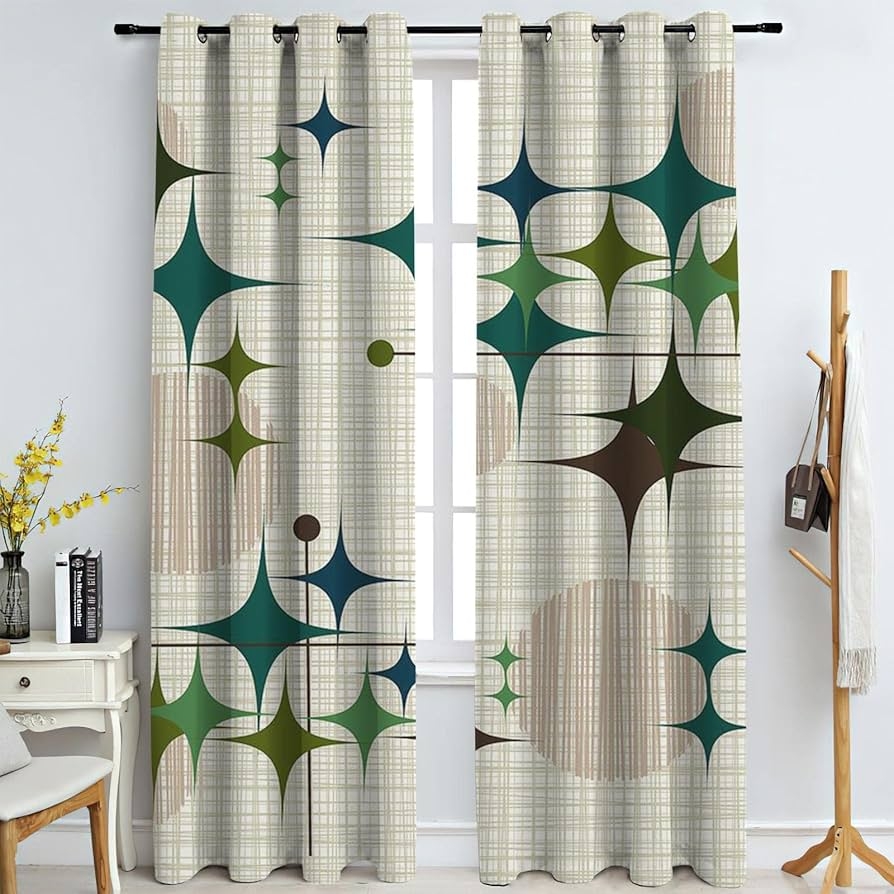 Blackout Curtains: Atomic Geometry Starburst Pattern