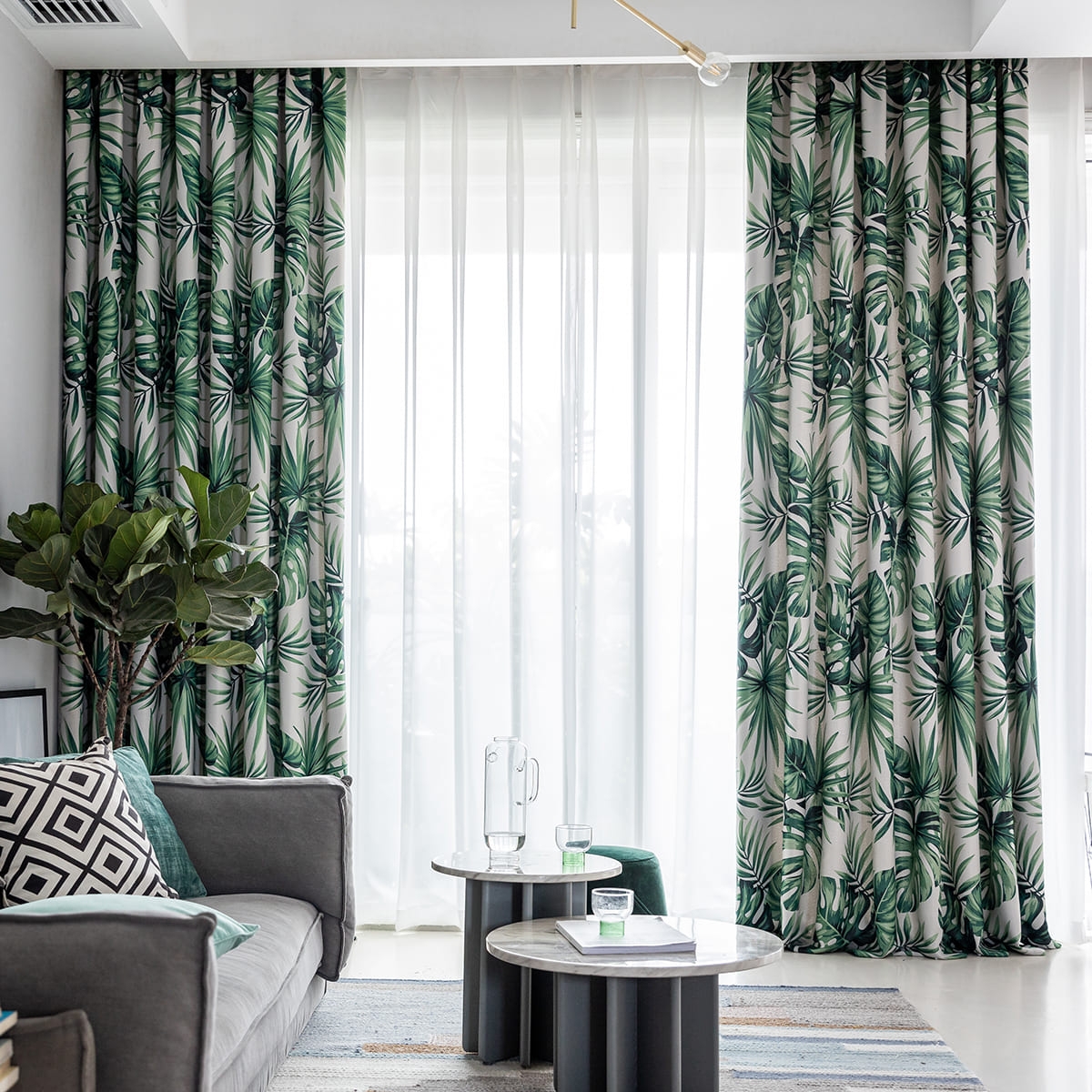 Blackout Curtains Double Layered Modern Jungle Aesthetic Drapes
