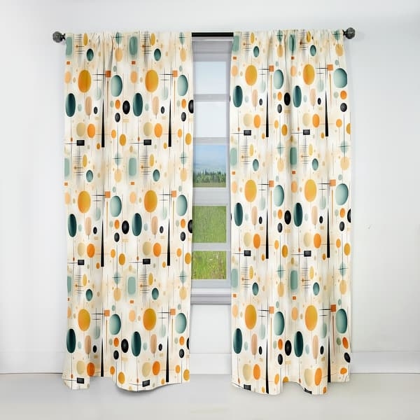Blackout Curtains: MCM Abstract Print Geometric Ovals