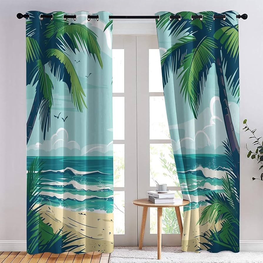 Blackout Curtains Scenic Beach Design Hawaii Beach Scenic Decor