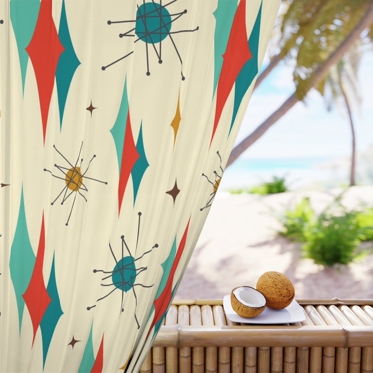 Blackout Curtains: Starburst Aqua and Burnt Orange Decor