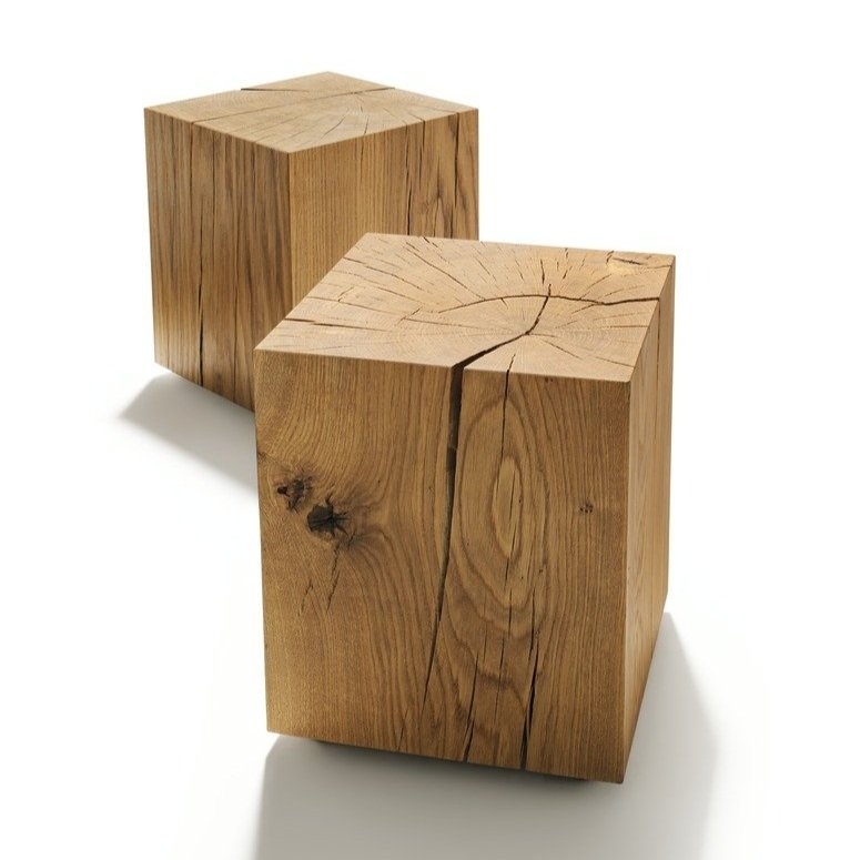 Block Side Table Organic Cubic Side Table With Growth Rings
