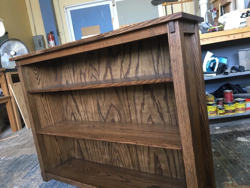 Bookcase Cathedral Grain Stained Finish Low Profile Shelf