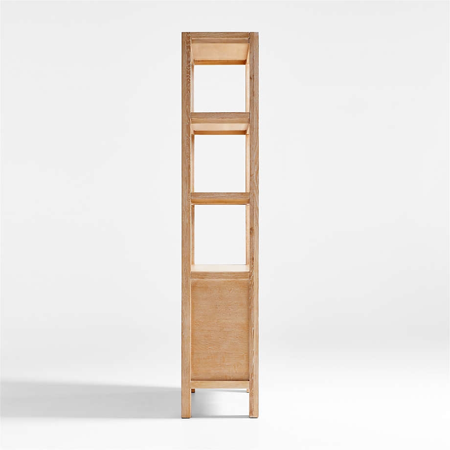 Bookcase Solid Base and Slender Profile Oak Storage