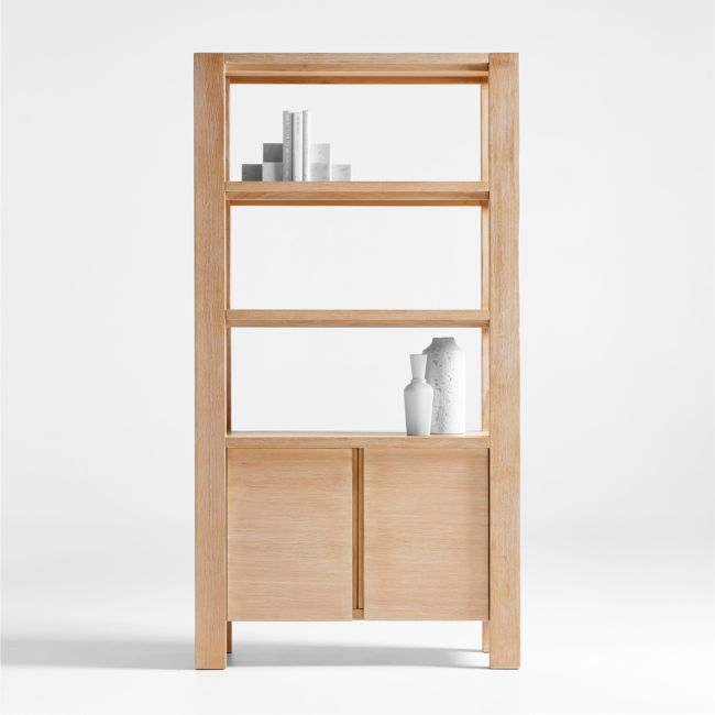 Bookcase Thick Frame and Cabinet Base Oak Shelving