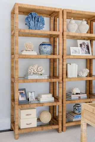 Bookshelf: Grasscloth Wrap Seaside Sanctuary Interiors