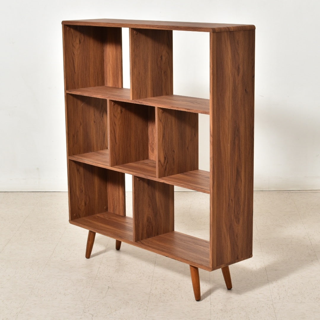 Bookshelf: Offset Cubbies in Walnut Asymmetric Offset Bookshelf