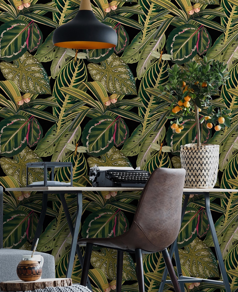 Botanical Wallpaper: Moody Oversized Leaf Pattern Design