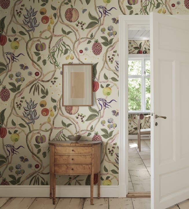 Botanical Wallpaper: Scandinavian Fruit Motif Wall Cover
