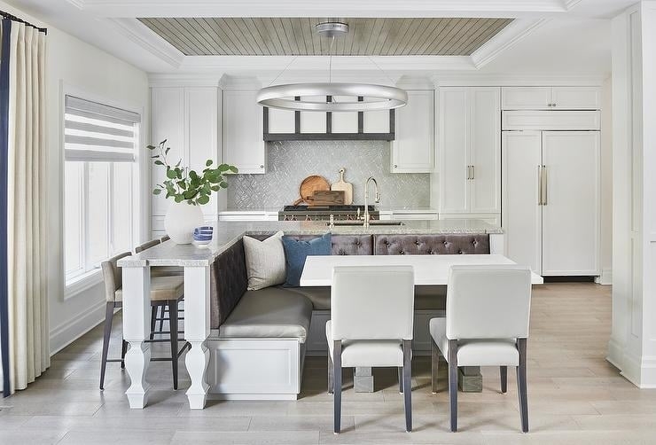 Breakfast Nook Banquette: Island Integrated Diamond Tufted