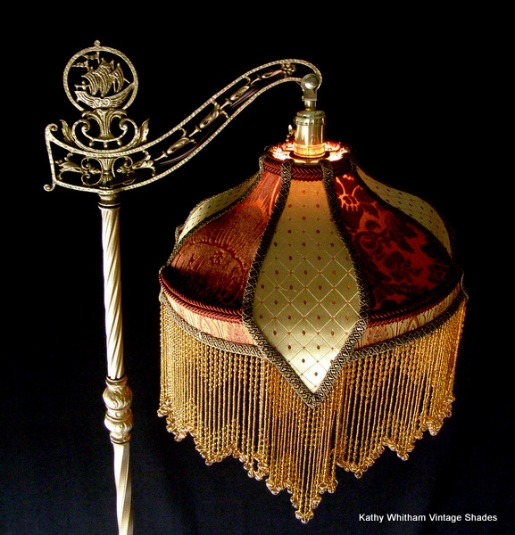 Bridge Floor Lamp Beaded Fringe and Ornate Ship Finial