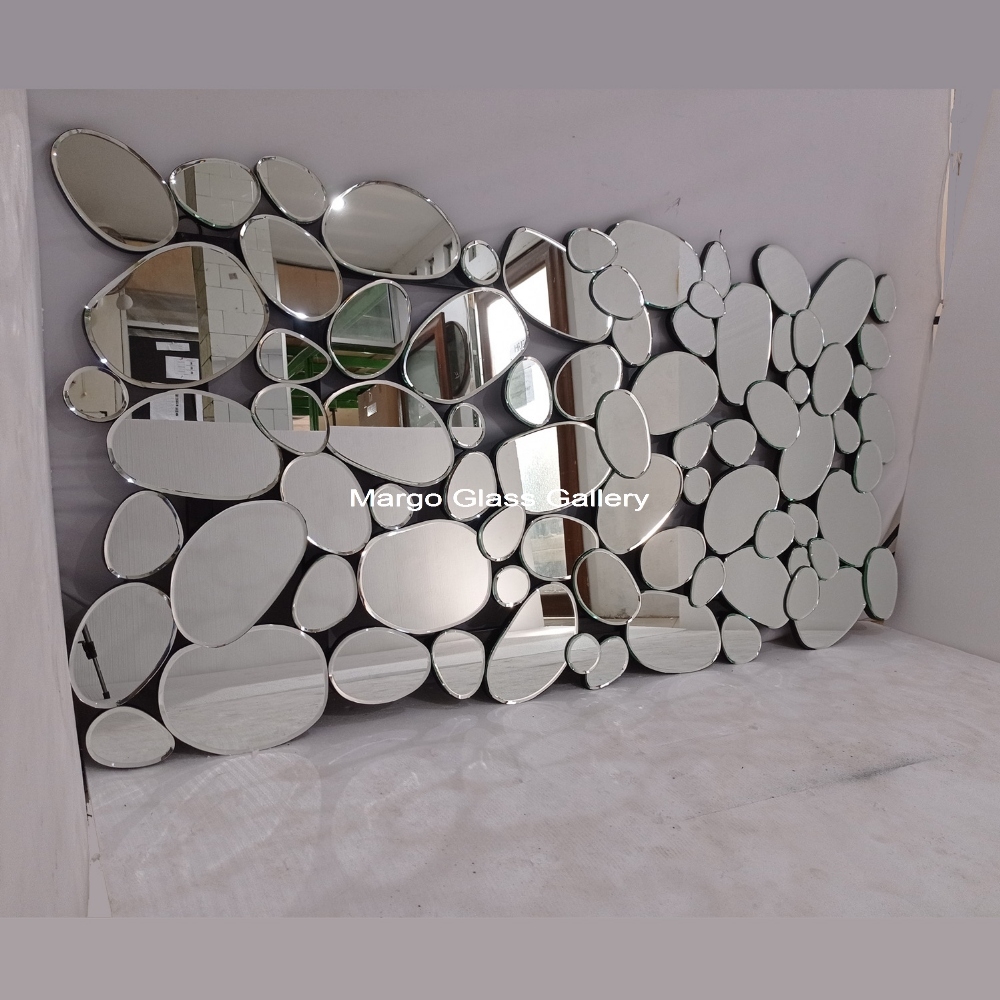 Bubble Mirror Polished Pebble Motif Clustered Design