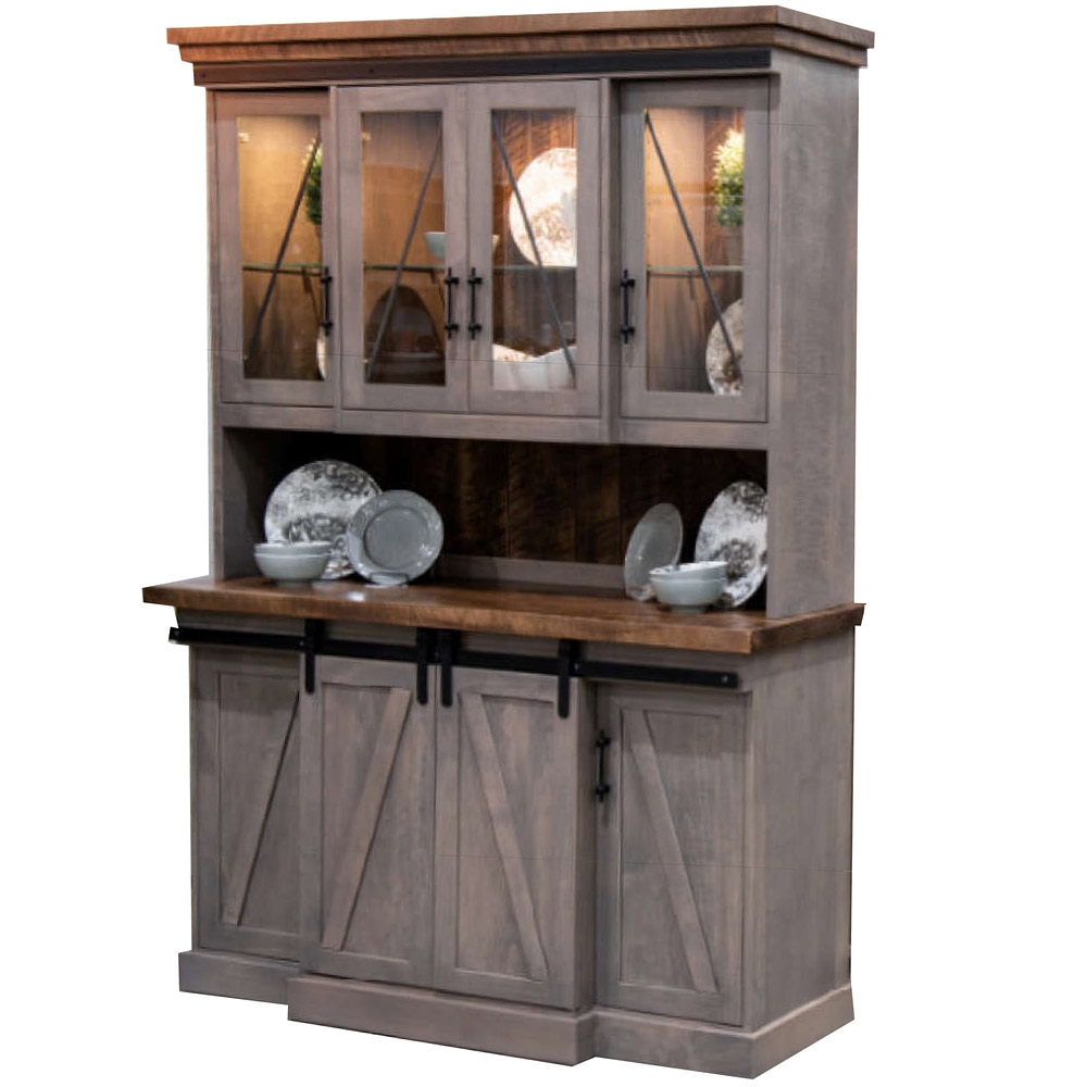 Buffet Hutch: X Brace Panels Sliding Door Dining Storage