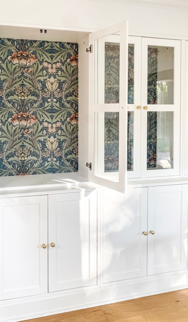 Built In Cabinetry Botanical Backing Glass Mullions