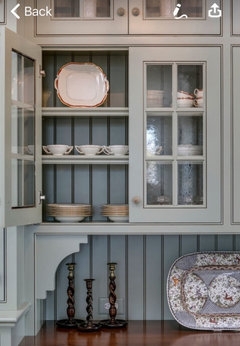 Built In Hutch Sage Gray Beadboard Backing Interior