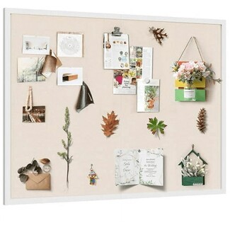 Bulletin Board: Botanical Theme White Wood Frame Nature Vision Board