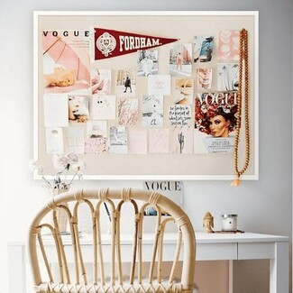 Bulletin Board: Linen Textured Backing Large Fashion Collage Board