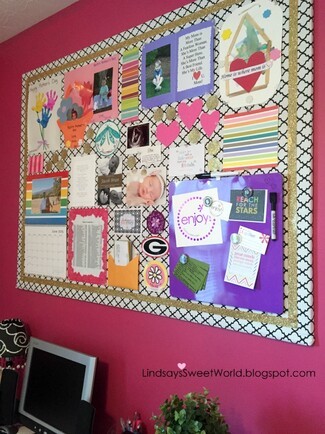 Bulletin Board: Quatrefoil Fabric Background DIY Wall Decor