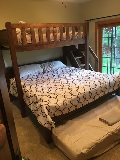 Bunk Bed: Custom Adult Walnut Frame with Built-In Stairs