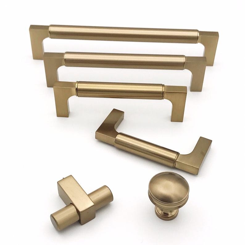 Cabinet Hardware Rectangular Posts Brushed Metal Pulls