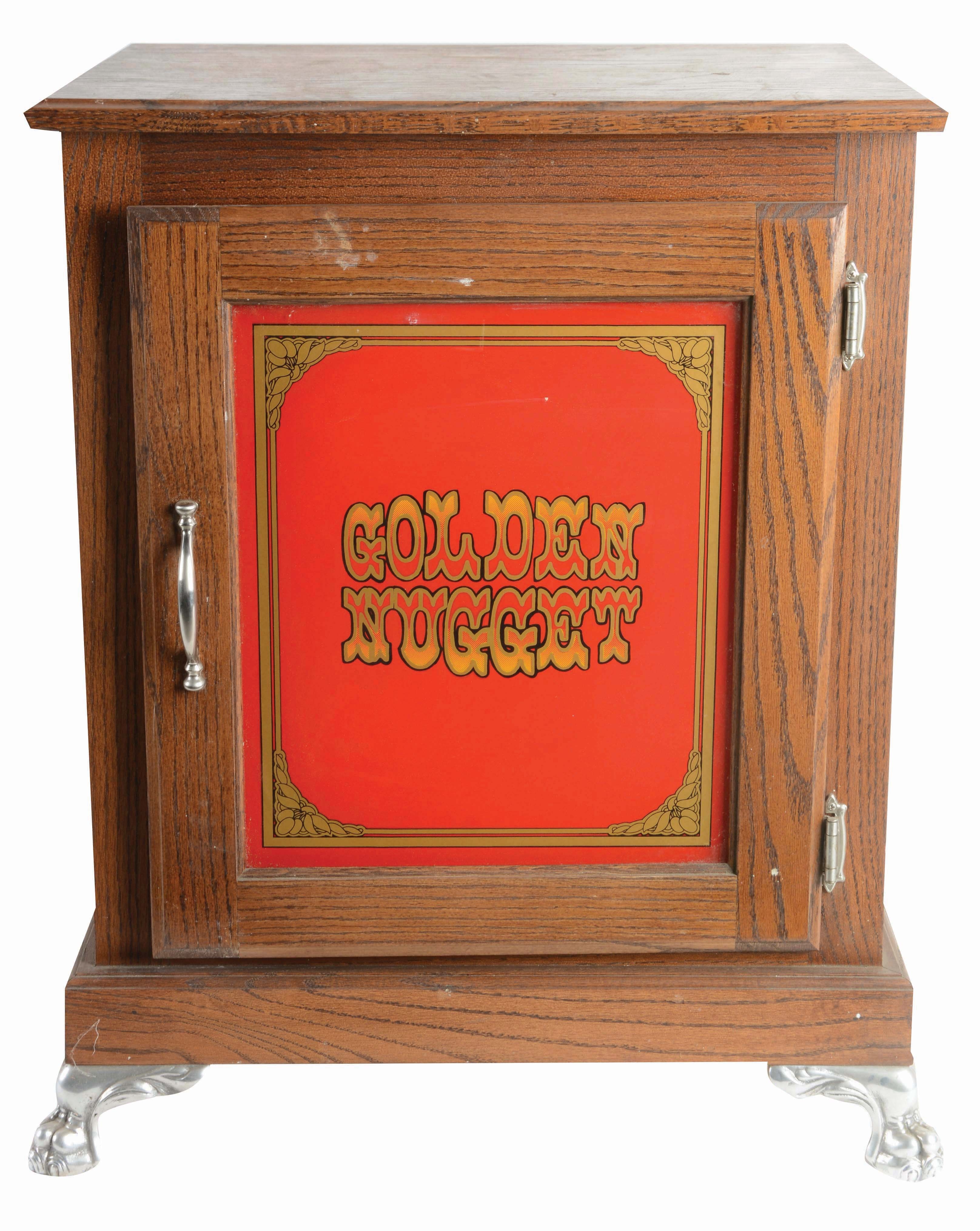 Cabinet Stand Ruby Red Golden Nugget Graphic Silver Claw Feet