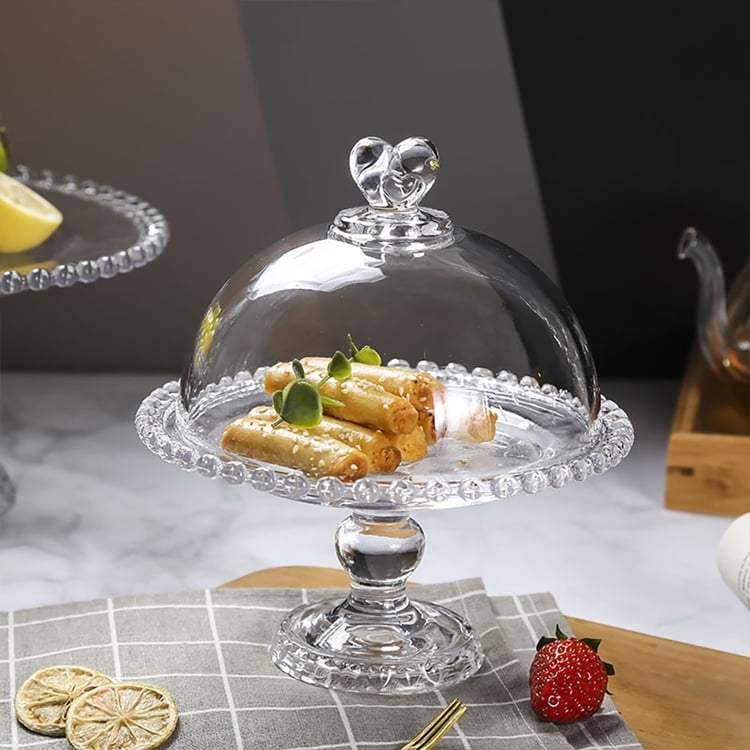 Cake Stand with Heart Shaped Handle and Dome Cover