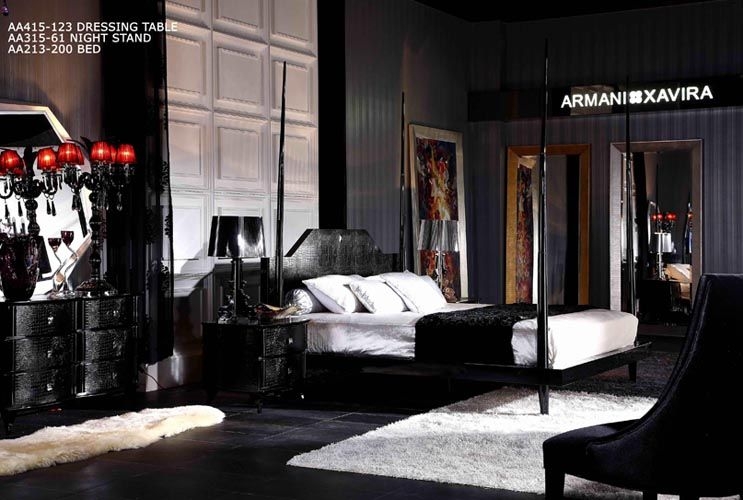 Canopy Bed Crocodile Texture Crimson Goth Glam Set