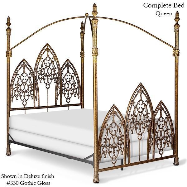 Canopy Bed Ornate Filigree Gold Gothic Arches Iron
