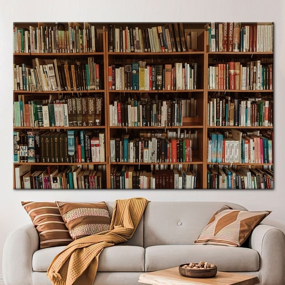Canvas Wall Art: Bookshelf Imagery Academic Office Wall Art