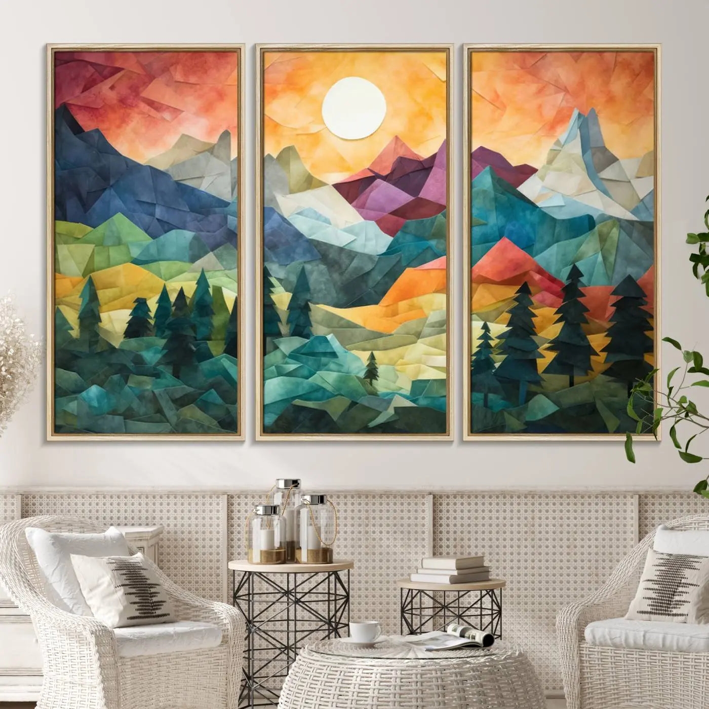 Canvas Wall Art: Triptych Panels Geometric Nature Canvas