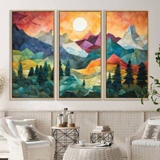 Canvas Wall Art: Triptych Panels Geometric Nature Canvas