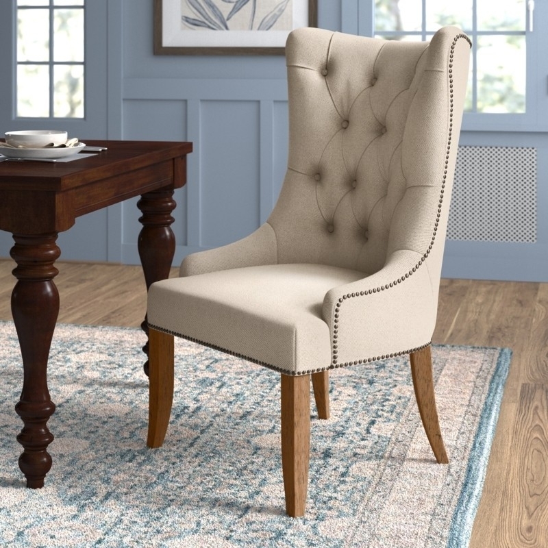 Captains Chair: Diamond Tufting and Wingback Arms with Bronze Studs