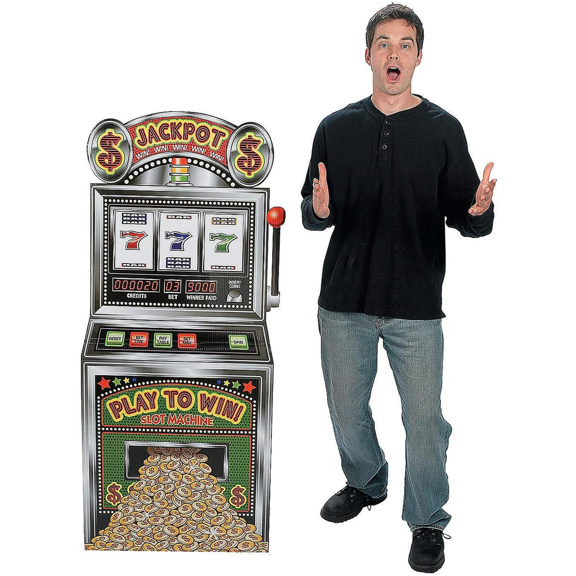Cardboard Cutout 5 Feet Tall Jackpot Graphics Casino Party Decor