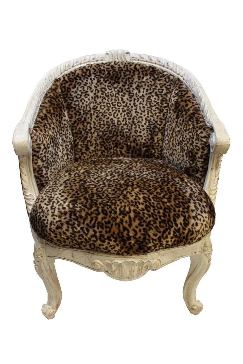 Carved Detail Accent Chair for French Provincial Animal Print