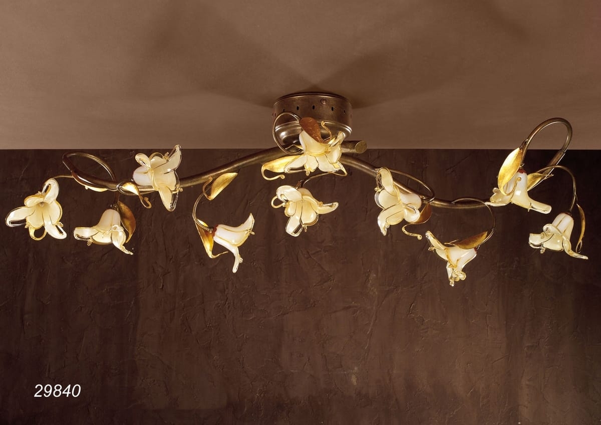 Ceiling Light Antique Bronze Finish Art Nouveau Lily Lamp