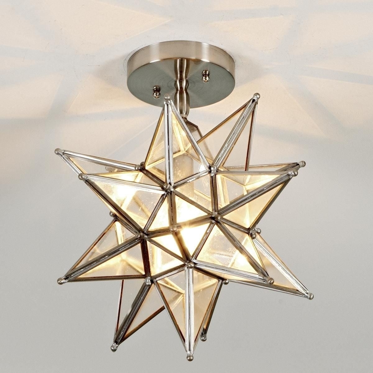 Ceiling Light Brushed Nickel Ball Accent Star Fixture