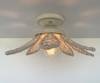 Ceiling Light Ivory Rope Macrame Flower Light Fixture