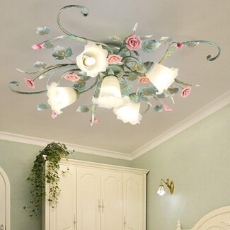 Ceiling Light Lily Glass Shades Pastoral Floral Ceiling Light