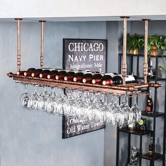 Ceiling Mounted Wine Rack Ceiling Suspended Industrial Pipe