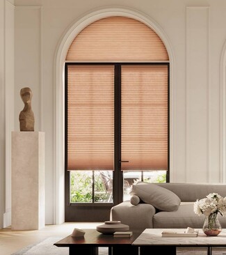 Cellular Shades with Arched Top Blind and Arched French Door Blinds