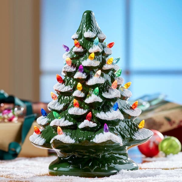 Ceramic Christmas Tree: Glazed Snow Capped Centerpiece