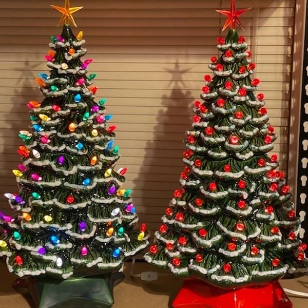 Ceramic Christmas Tree: Snow Tipped Retro Mantel Decor