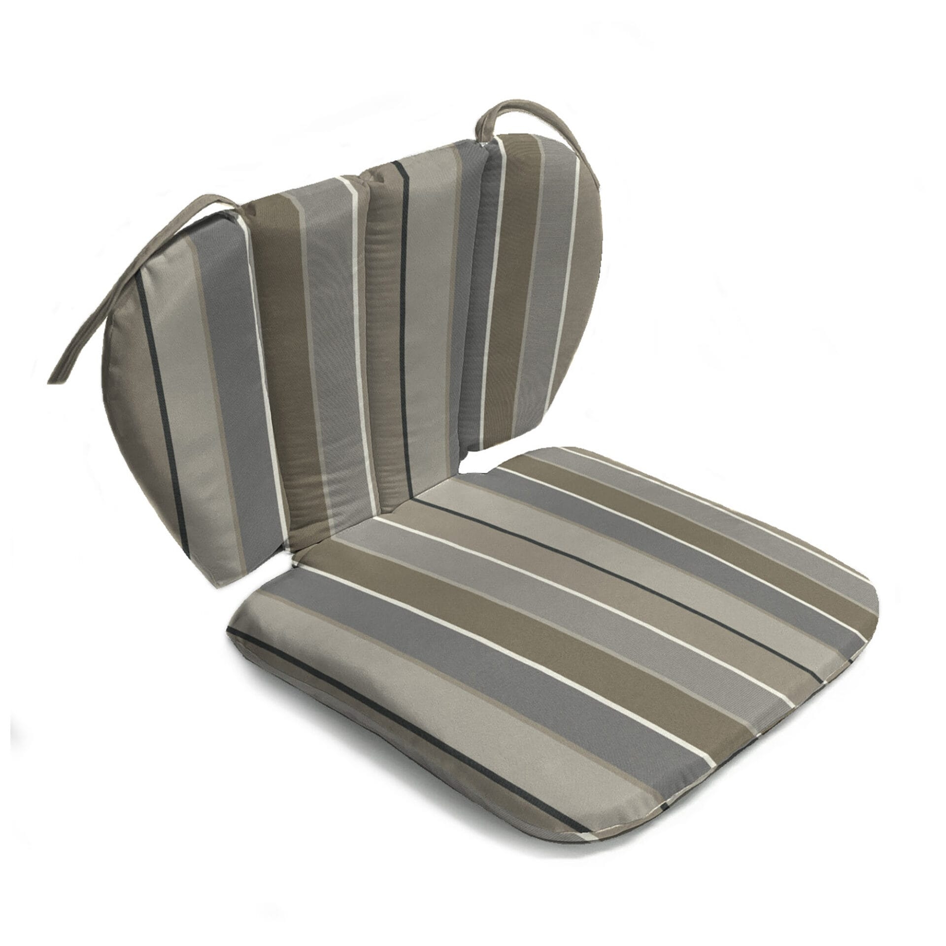 Chair Cushion with Segmented Back and Neutral Striped Pattern