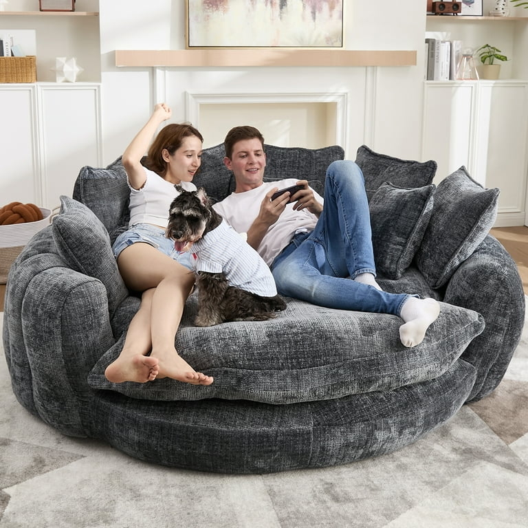 Chaise Lounge Round Shape Charcoal Cuddle Seater
