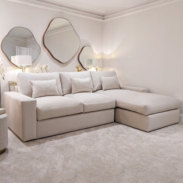 Chaise Sectional Sofa: Cream Velvet Chaise Sofa Design