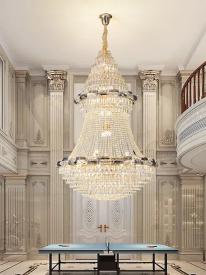 Chandelier Bell Shaped Base Champagne Gold Tiered Crystal Lighting
