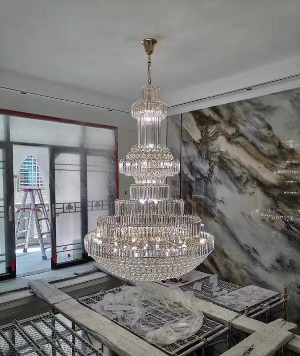 Chandelier Bowl Shaped Base Modern Gold Crystal Chandelier