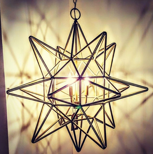 Chandelier Copper Wireframe Geometric Star Light